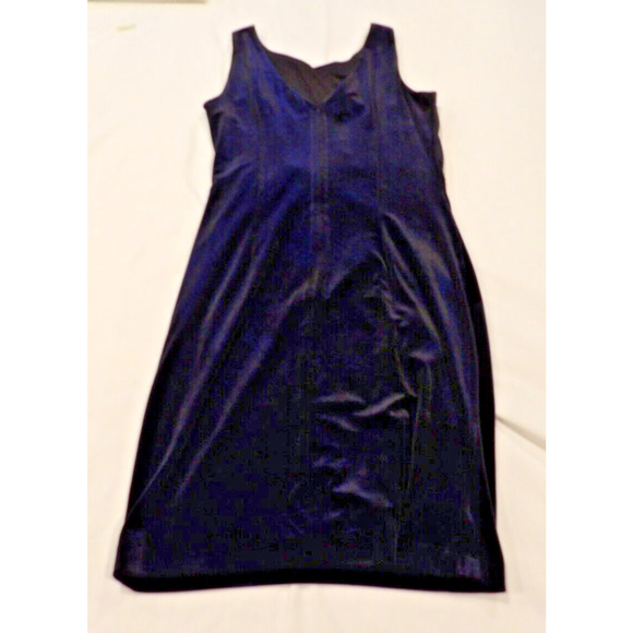 Calvin Klein Dress Womens 10 Navy Blue Velvet Twist Knot V Neck Sleeveless Knee - Picture 10 of 10